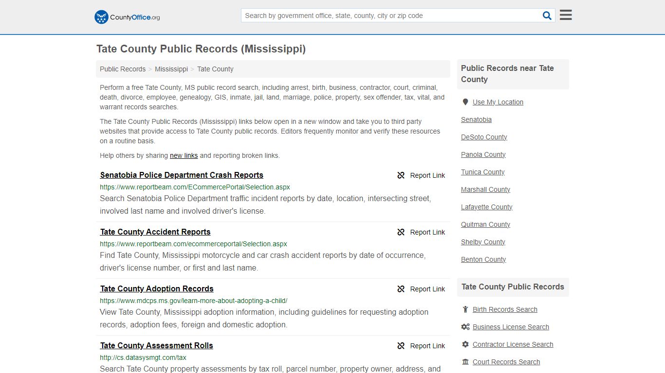 Tate County Public Records (Mississippi) - County Office