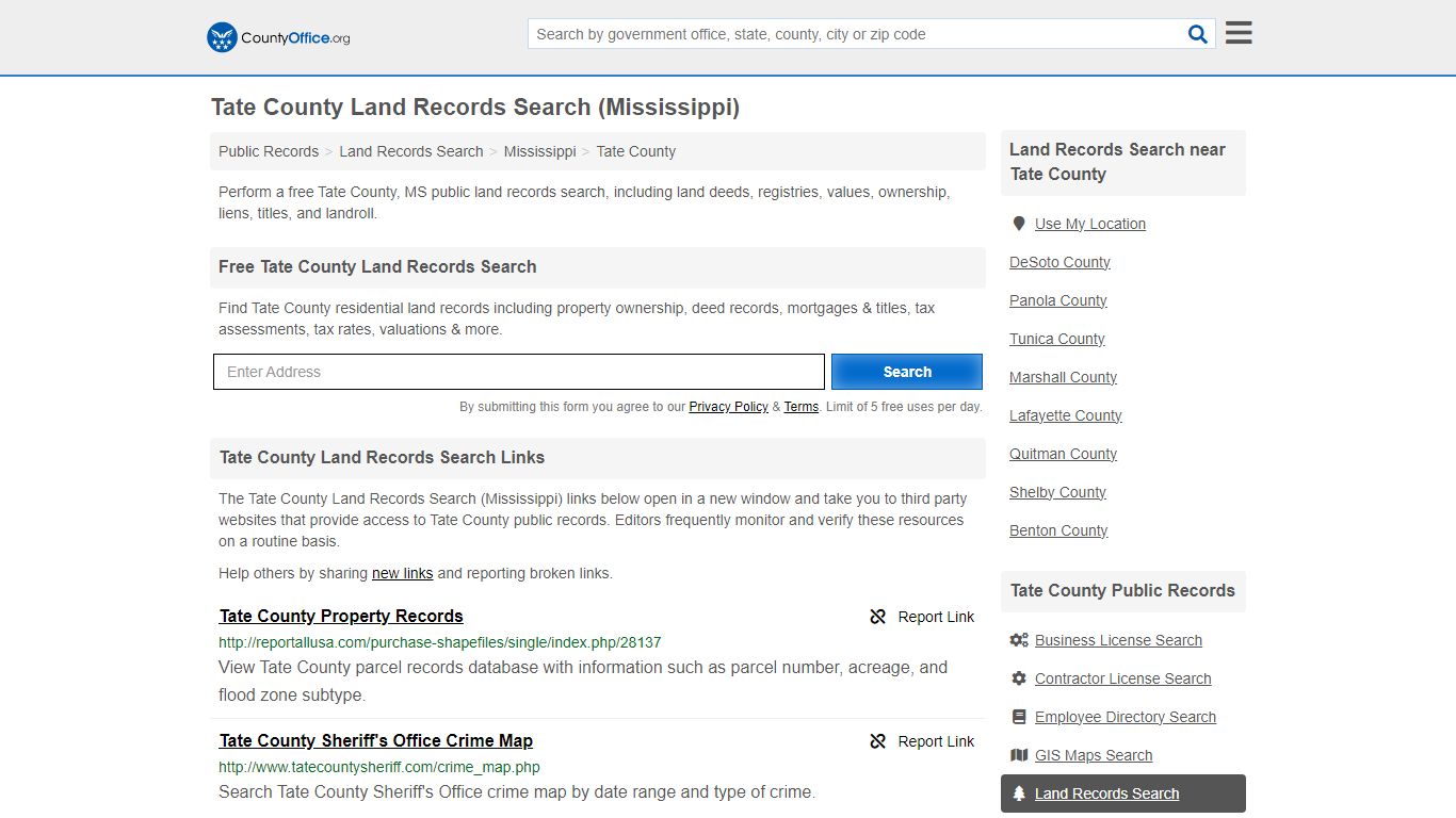 Tate County Land Records Search (Mississippi) - County Office